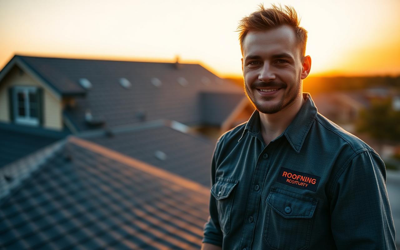 Roofing crew on a residential job site
